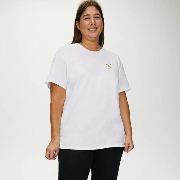 Aritzia Limited Edition 100% Cotton Sponsor Tee  Shirt White w Gold Logo 1X - Picture 1 of 9